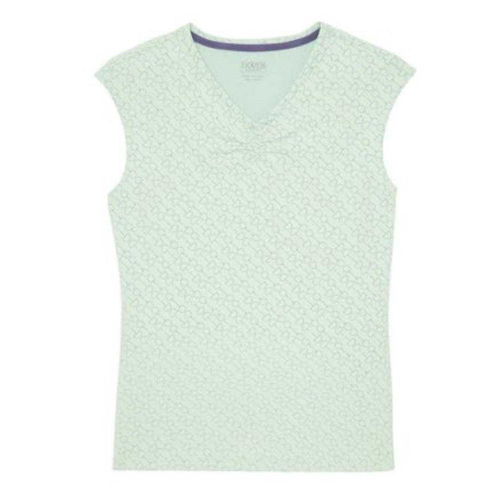 Dover saddlery jacquard Scrunch V-Neck Women's Sleeveless Blue‎ Print Top Size M